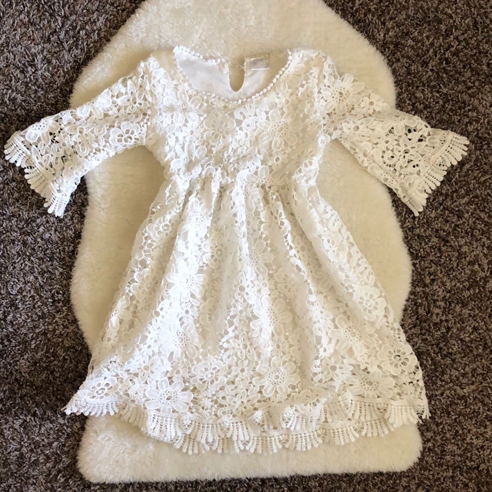 Girls white lace dress